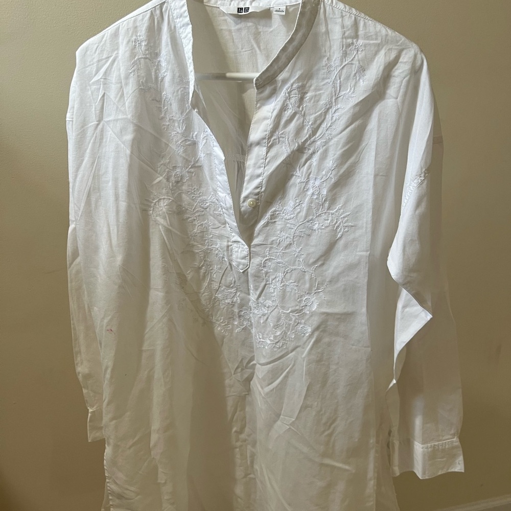 Uniqlo White embroidered tunic size s